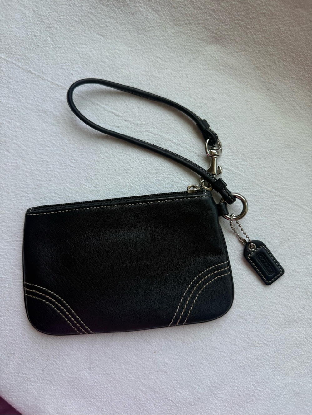 Coach Black Leather Wristlet with Strap